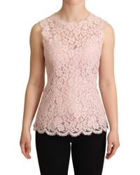 Dolce & Gabbana - Floral Lace Sleeveless Tank Blouse Top - Lyst