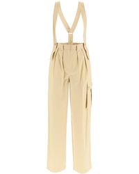 KENZO - Cotton Cargo Pants With Suspenders - Lyst