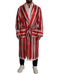 Dolce & Gabbana - Red White Striped Silk Night Gown Robe - Lyst