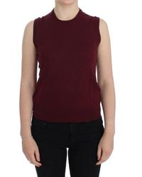 Dolce & Gabbana - Dolce Gabbana Red Sleeveless Crewneck Vest Pullover - Lyst