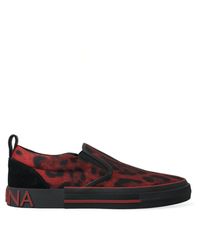 Dolce & Gabbana - Red Black Leopard Loafers Men Sneakers Shoes - Lyst
