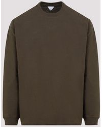 Bottega Veneta - Olive Crewneck Cotton Sweatshirt - Lyst