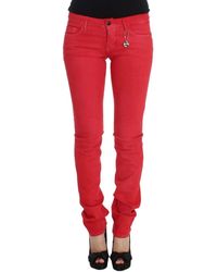 CoSTUME NATIONAL - Red Cotton Blend Super Slim Fit Jeans - Lyst