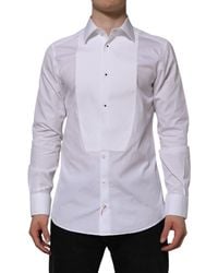 Dolce & Gabbana - White Bib Cotton Popline Gold Men Formal Shirt - Lyst