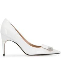 Sergio Rossi - Pointed Toe Leather Pumps With Patent Finish - Lyst