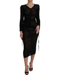 Dolce & Gabbana - Sheer Bodycon Sheath Midi Dress - Lyst