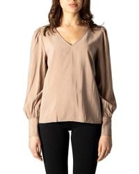 VILA CLOTHES - Beige Silk Blouse - Lyst