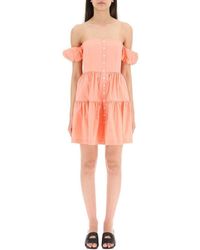 STAUD - Orange Cotton Casual Dress - Lyst