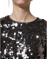 Dolce & Gabbana - Sequined Long Sleeves Crop Blouse Top Nylon - Lyst