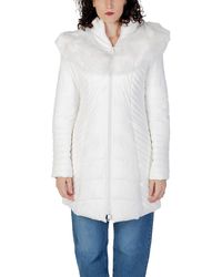 Guess - White Polyester Coat - Lyst