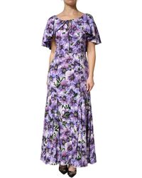 Dolce & Gabbana - Floral Silk Stretch Elegant Gown Dress - Lyst