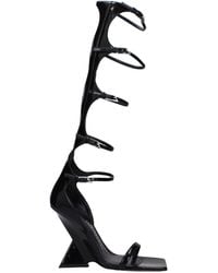 The Attico - Black Leather Stiletto Heels Sandals - Lyst