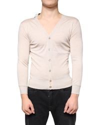 Dolce & Gabbana - Beige Cashmere Button Down Cardigan Sweater - Lyst
