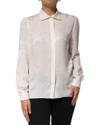 Dolce & Gabbana - White Silk Long Sleeves Collared Shirt Top - Lyst