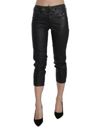 John Galliano - Black Washed Mid Waist Slim Leg Cropped Denim Pants - Lyst