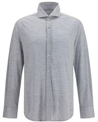 Brunello Cucinelli - Gray Silk Dress Shirt - Lyst