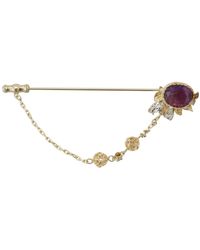 Dolce & Gabbana - Tone 925 Sterling Silver Crystal Chain Pin Brooch - Lyst