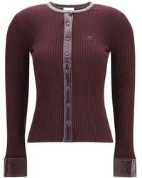 Courreges - Bordeaux Viscose Cardigan - Lyst