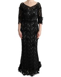 Dolce & Gabbana - Cotton Silk Floral Long Dress - Lyst
