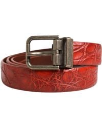 Dolce & Gabbana - Red Leather Gold Tone Metal Buckle Men Belt - Lyst