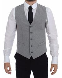 Dolce & Gabbana - Dolce Gabbana Gray Cotton Stretch Dress Vest Blazer - Lyst