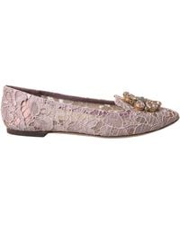 Dolce & Gabbana - Lace Crystal Ballet Flats Loafers Shoes - Lyst