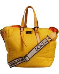 Dolce & Gabbana - Yellow Orange Nylon Logo Plaque Hand Shoulder Duffle Bag - Lyst