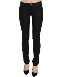 Plein Sud - Cotton Black Mid Waist Skinny Denim Jeans - Lyst