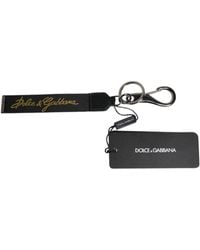 Dolce & Gabbana - Black Logo Nylon Silver Brass Men Holder Keychain Keyring - Lyst