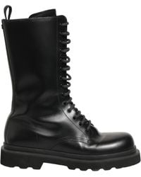Dolce & Gabbana - Black Leather Lace Up Men Combat Boots Shoes - Lyst