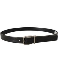 Dolce & Gabbana - Leather Chrome Metal Logo Buckle Belt - Lyst