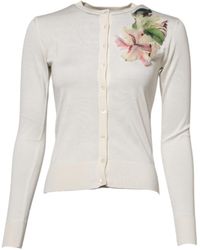 Dolce & Gabbana - Silk Lily Buttoned Cardigan Sweater - Lyst