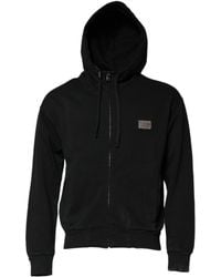 Dolce & Gabbana - Black Logo Full Zip Hooded Men Sweatshirt Sweater - Lyst