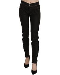 John Galliano - Cotton Black Mid Waist Skinny Denim Jeans - Lyst