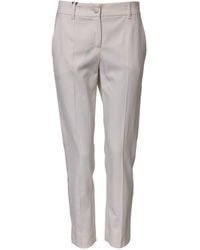 Dolce & Gabbana - White Wool Mid Waist Tapered Trouser Pants - Lyst