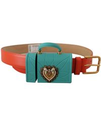 Dolce & Gabbana - Orange Leather Devotion Heart Micro Bag Headphones Belt - Lyst