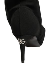 Dolce & Gabbana - Black Stretch Socks Heels Ankle Boots Shoes - Lyst