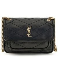Saint Laurent - Black Calf Leather Bos Taurus Shoulder Bag - Lyst