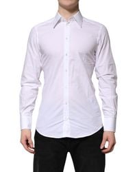 Dolce & Gabbana - White Cotton Gold Long Sleeves Formal Shirt - Lyst