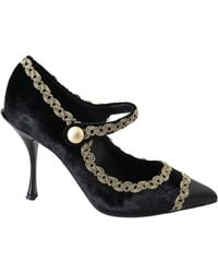 Dolce & Gabbana - Velvet Mary Janes Pumps - Lyst