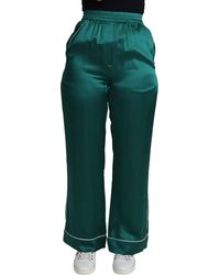 Dolce & Gabbana - Green High Waist Pajama Trouser Silk Pant - Lyst