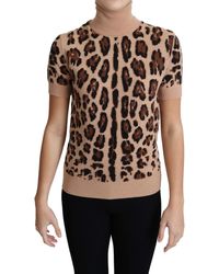 Dolce & Gabbana - Beige Leopard Cashmere Print Turtleneck Top - Lyst