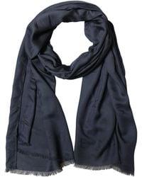 Dolce & Gabbana - Dark Blue Modal Frayed Edge Lace Stole Scarf - Lyst