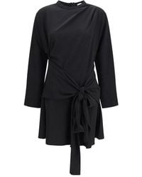 Ganni - Black Recycled Polyester Cocktail Dress - Lyst
