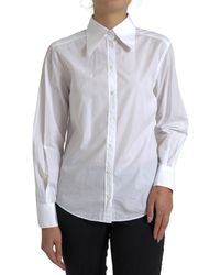 Dolce & Gabbana - White Cotton Collared Long Sleeves Shirt Top - Lyst