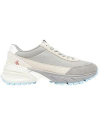 Calvin Klein - Gray Suede Leather Athletic Sneakers - Lyst