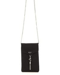 Jimmy Choo Satin Phone Holder With Chain in Black | Lyst