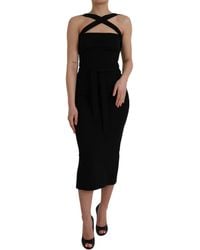 Dolce & Gabbana - Sheath Halter Sleeveless Midi Dress - Lyst