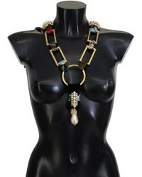 Dolce & Gabbana - Elegant Brass Pearl Statement Necklace - Lyst