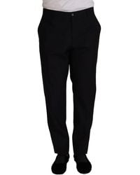 Dolce & Gabbana - Elegant Dark Wool Silk Tuxedo Trousers - Lyst